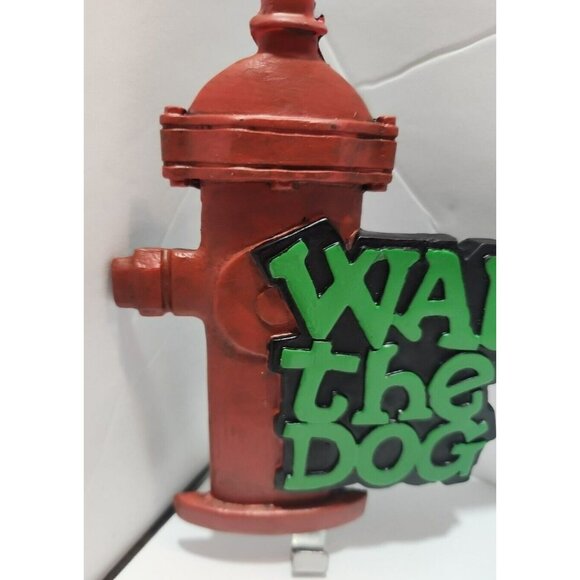 "Walk The Dog" Dog Leash/Keys/Trinkets Holder Wall Plaque Red Hydrant NIB - Picture 2 of 10